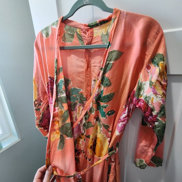 Floral coral robe - Picture 3 of 6